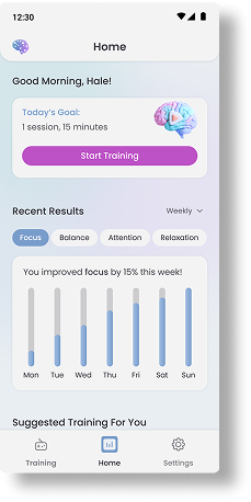BrainGoMo app — Home & Progress Tracking